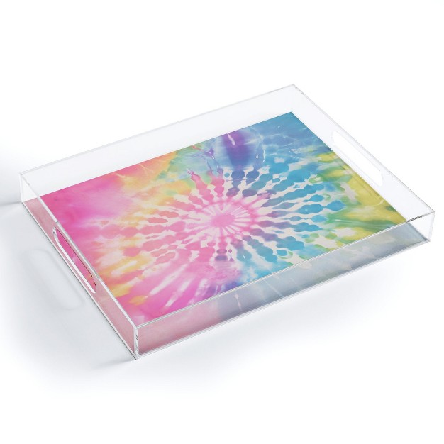 Emanuela Carratoni Boho Rainbow Tie Dye Acrylic Tray deny Designs