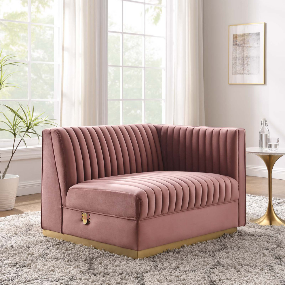 Sanguine Channel Velvet Modular Sectional Sofa Right Arm Chair   Contemporary   Armchairs And Accent Chairs   by Modway  Houzz