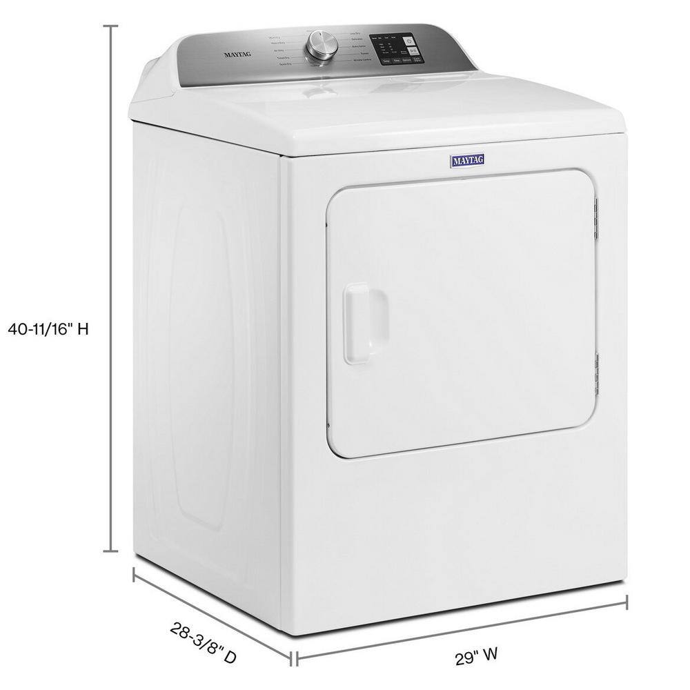 Maytag 7.0 cu. ft. 240-Volt White Electric Vented Dryer with Moisture Sensing MED6200KW