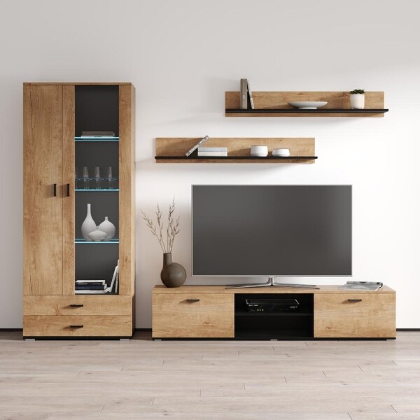 Soho 8 Modern Wall Unit Entertainment Center with LED Lights