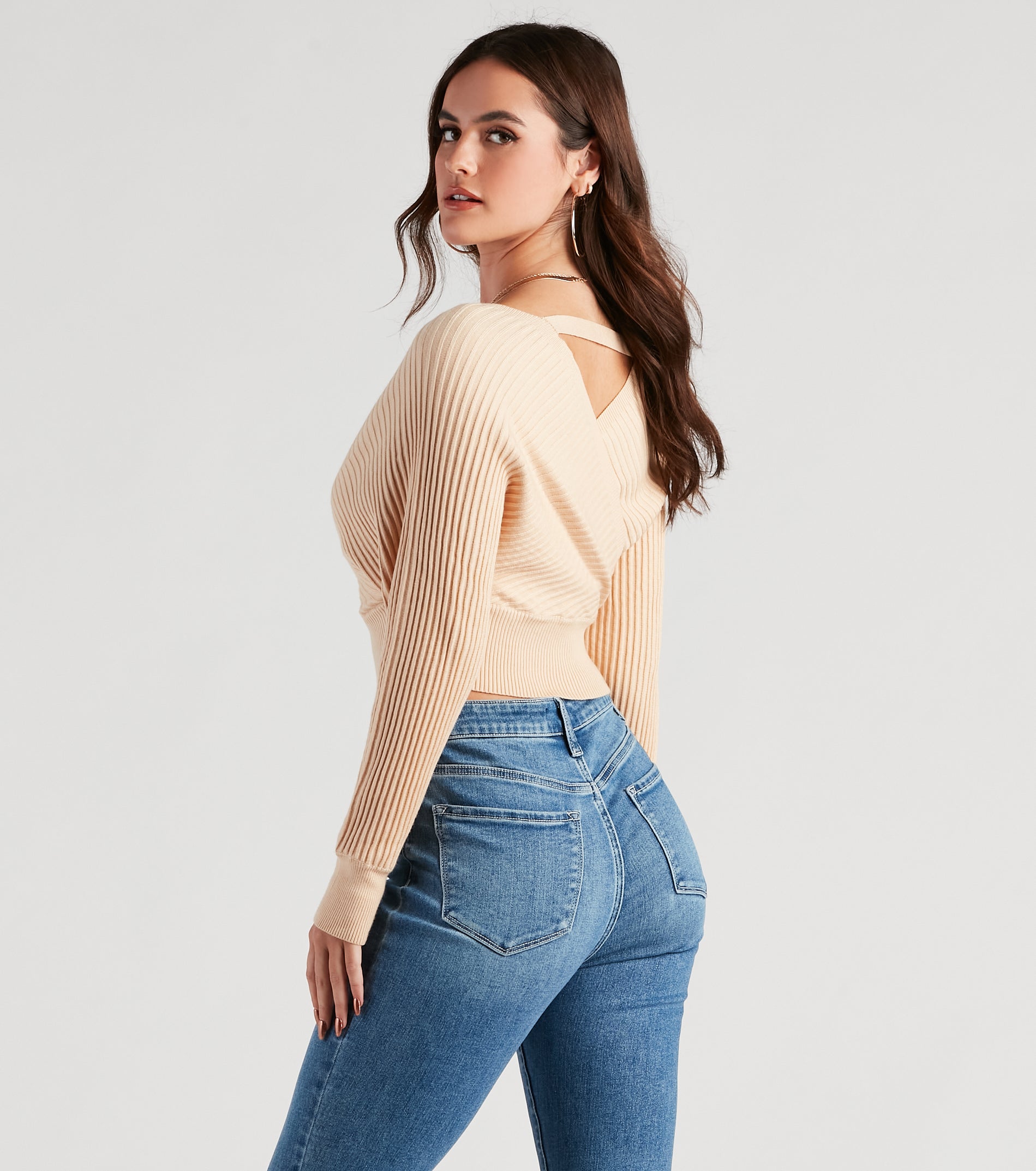 Doll It Up Open Back Ribbed Sweater