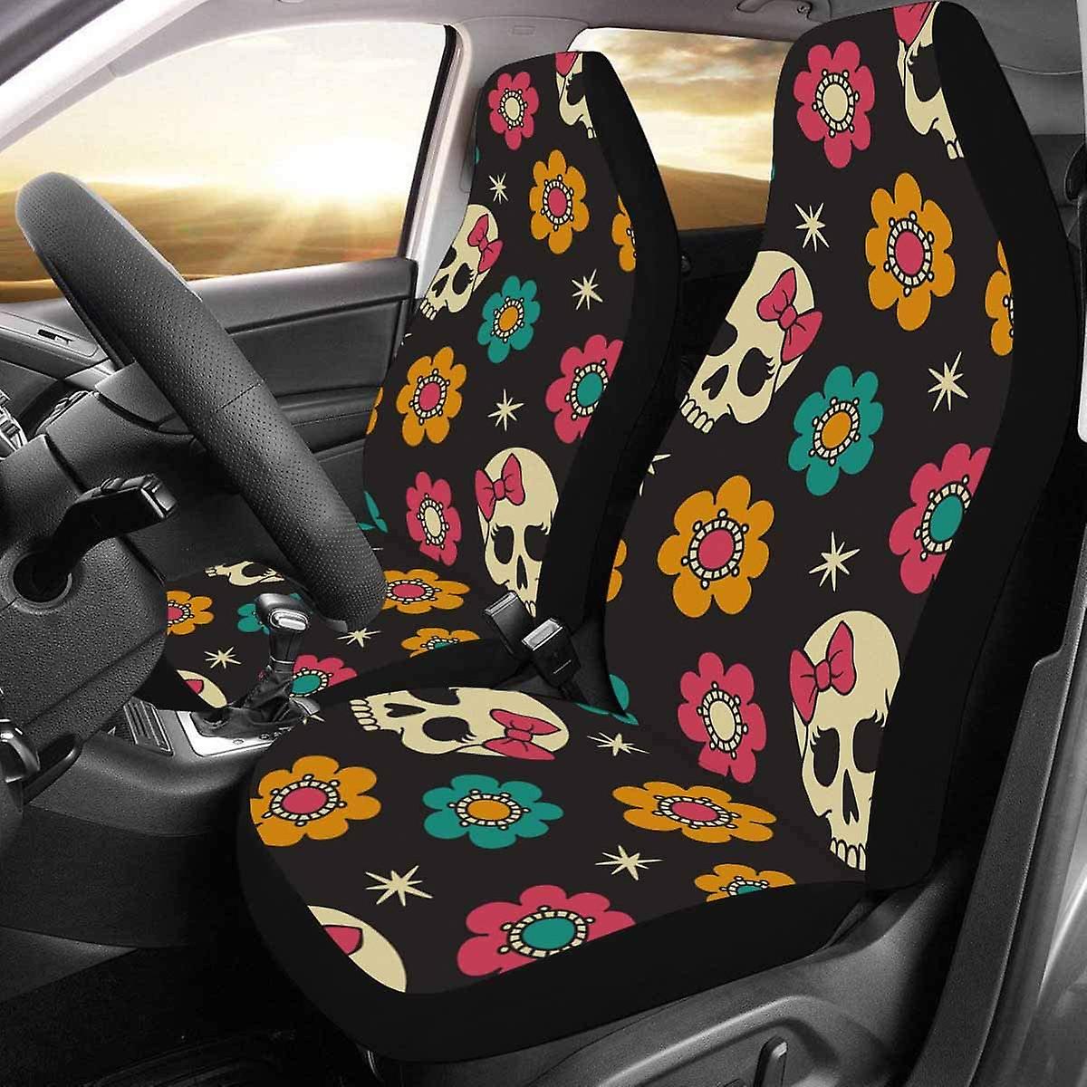 Set Of 2 Car Seat Covers Mountain Scenery Universal Auto Front Seats Protector Fits For Car，suv Sedan，truck D---46962