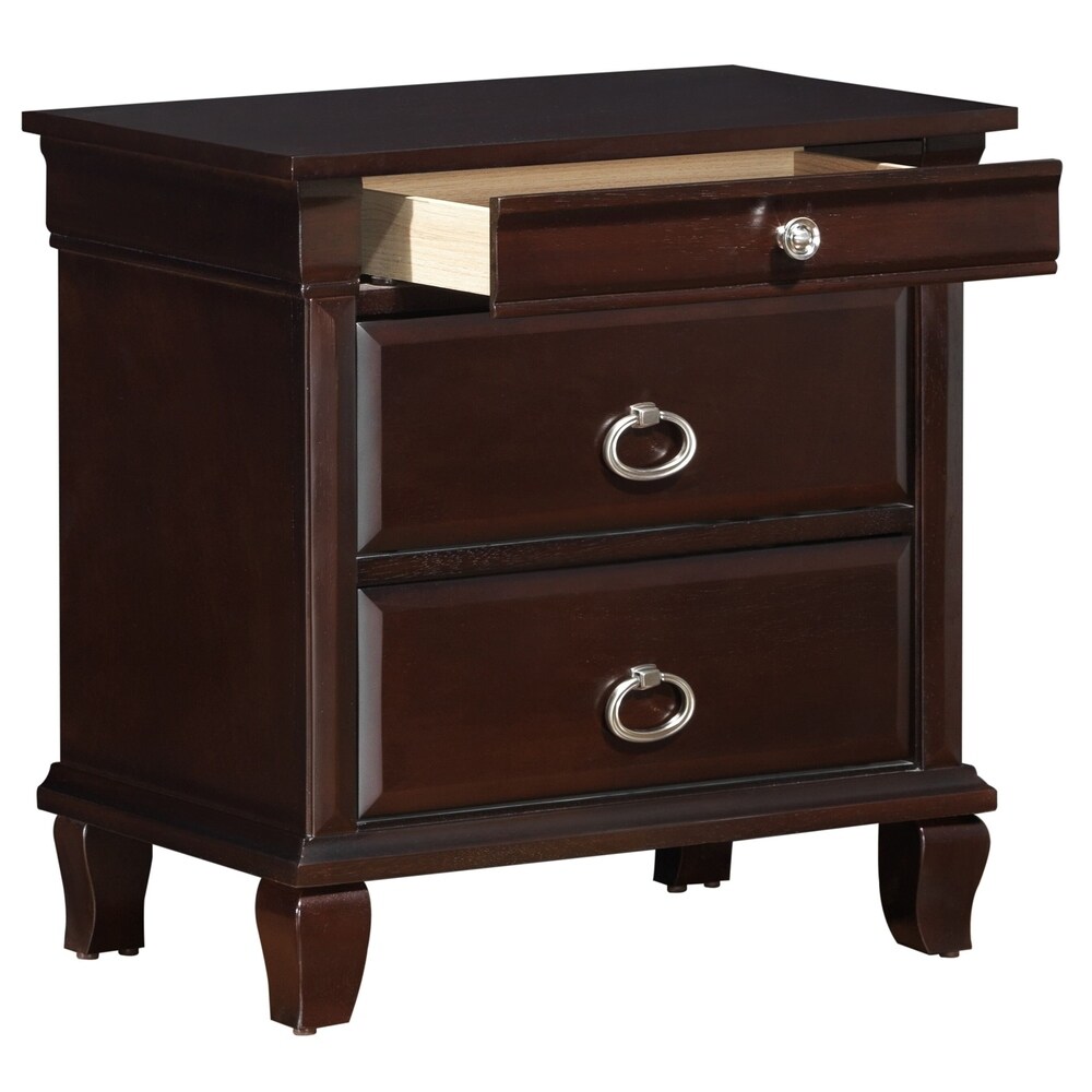 Triton 3 drawer Wood Nightstand