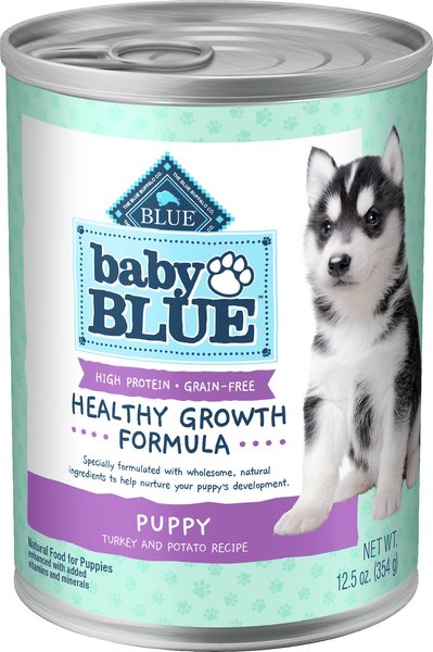 Blue Buffalo Baby Blue Healthy Growth Formula Grain-Free High Protein Turkey and Potato Recipe Puppy Wet Food， 12.5-oz cans， case of 12