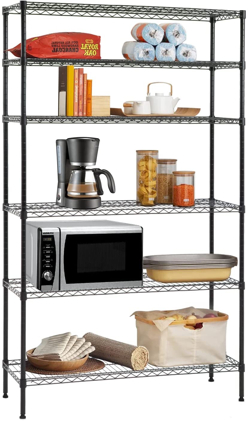 Furinno Wayar 6 Tier Heavy Duty Wire Shelving Unit, 72 inch Height, Black