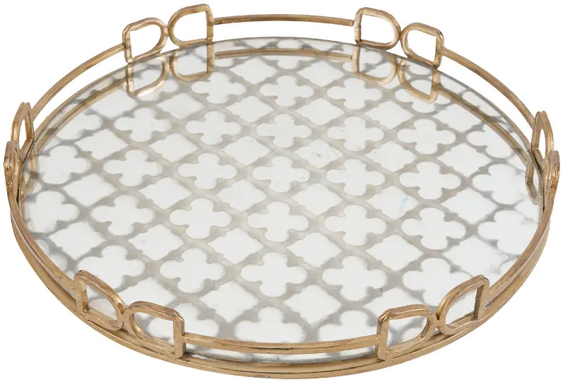 Round 18 Inch Mirrored Tray