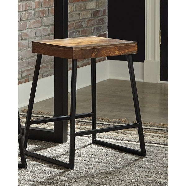 Rustic Plank Design Counter Height Stool