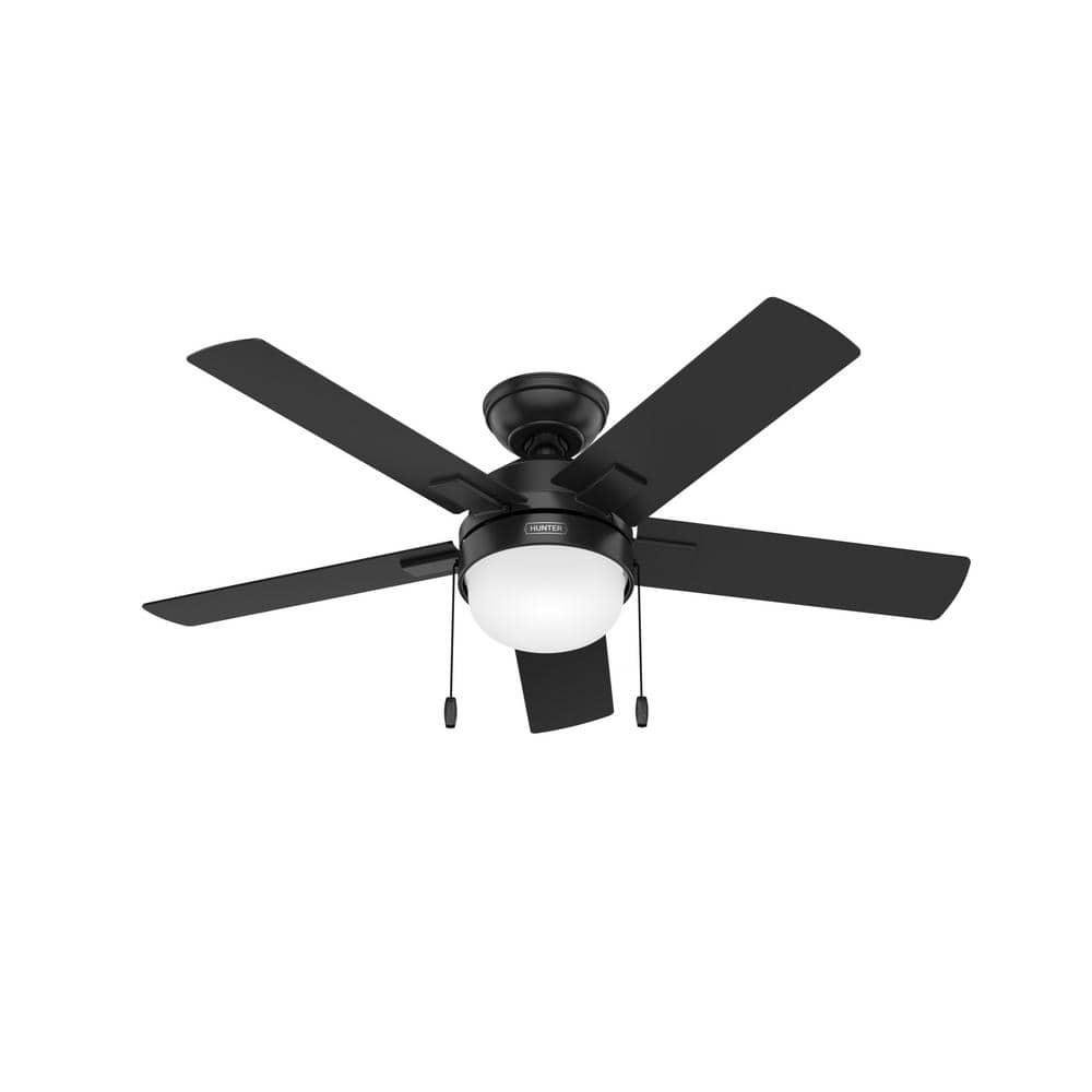 Hunter Zeal 44 in Matte Black Indoor Ceiling Fan with Light Kit