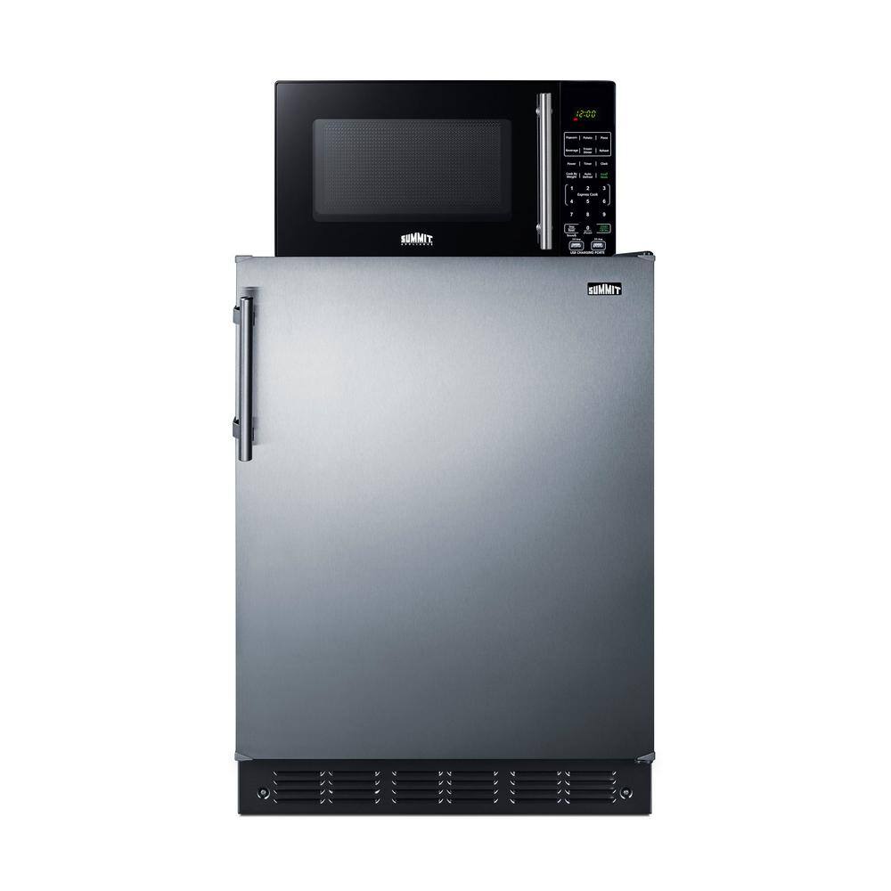 Summit Appliance 23.63 in. W 5.5 cu. ft. Mini Refrigerator in Stainless Steel with 0.7 cu. ft. Microwave Combo MRF6BK2SSA