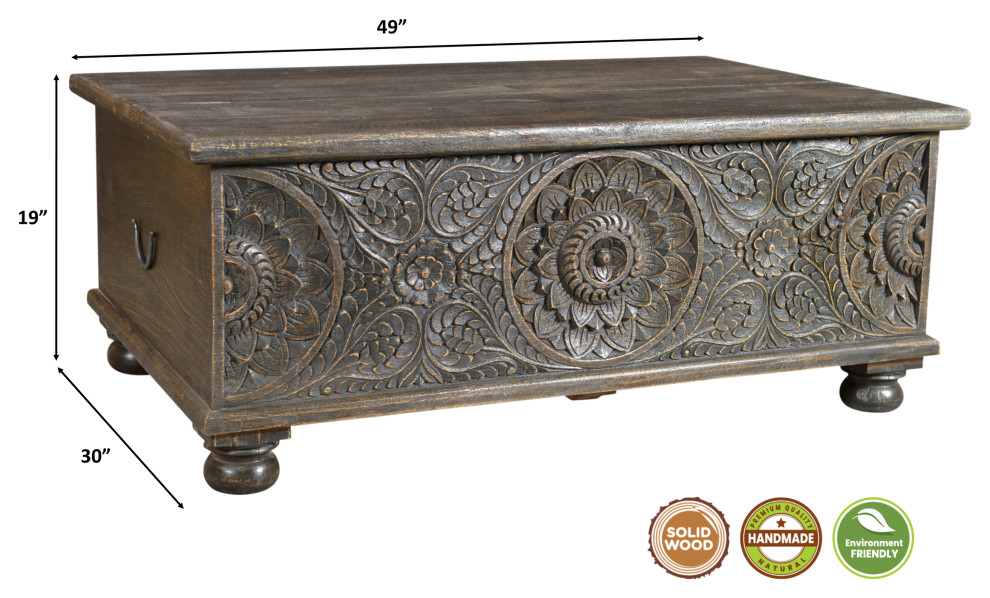 Delaney Carved Box Coffee Table   French Country   Coffee Tables   by Taran Design  Houzz