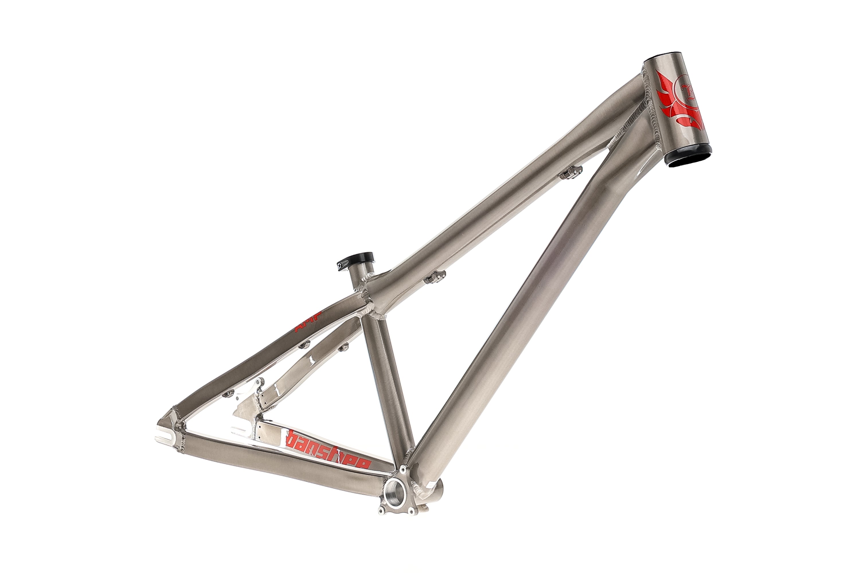 Banshee Amp Dirt Jumper Frameset - Long, Raw With Red Decals