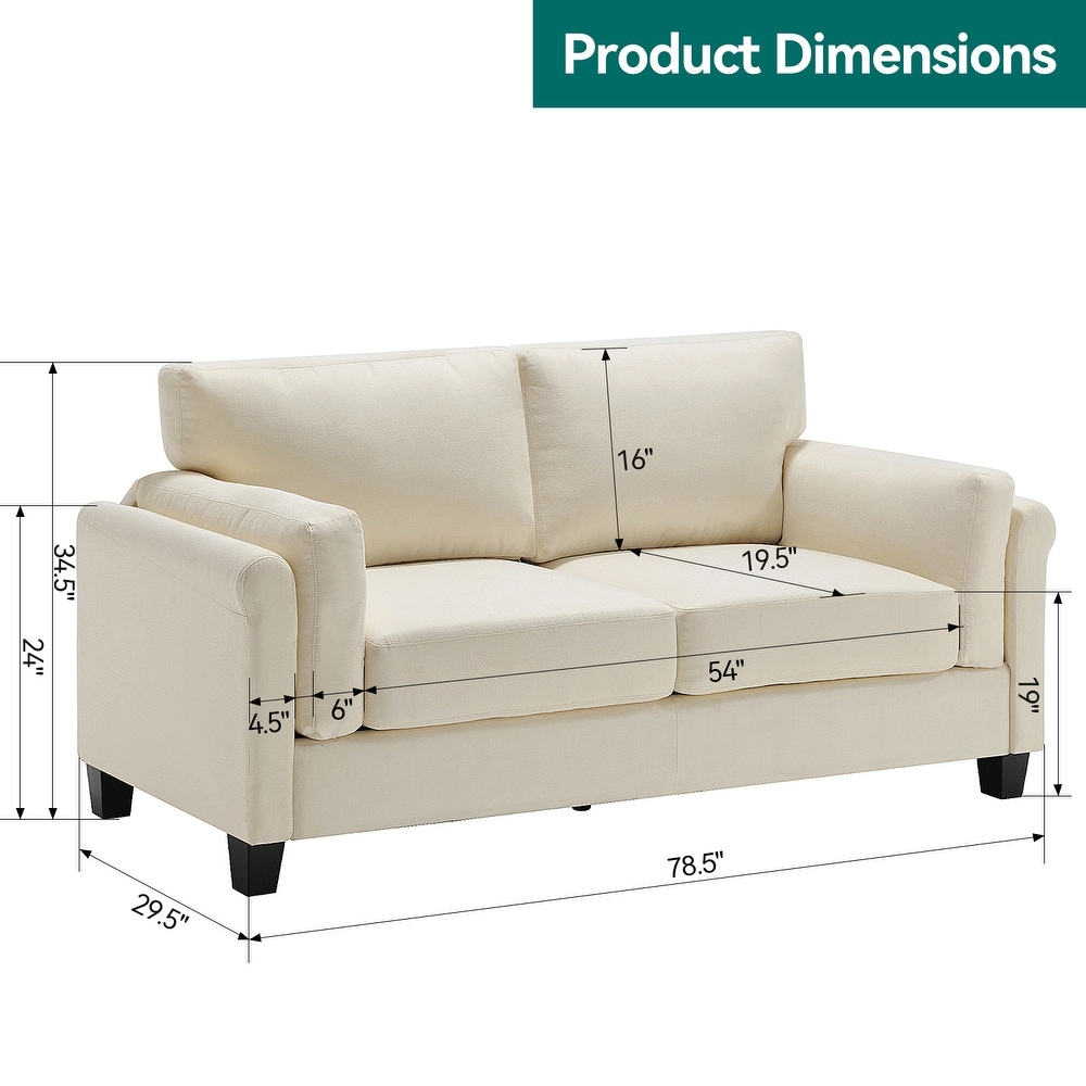 Sofa Set/ Loveseat Sofa Linen  Sturdy Frame  Plush Comfort