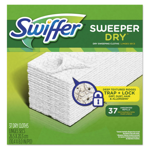 Swiffer Dry Refill Cloths， White， 10.4 x 8， 37/Box， 4 Boxes/Carton (82822CT)