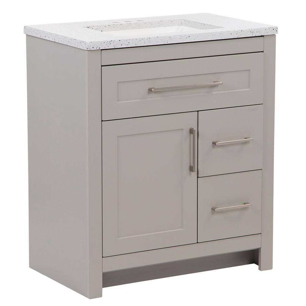 Home Decorators Collection Clady 30.5 in. W x 18.8 in. D x 35.4 in. H Freestanding Bath Vanity in Gray with Silver Ash Cultured Marble Top HD2030P2-KG