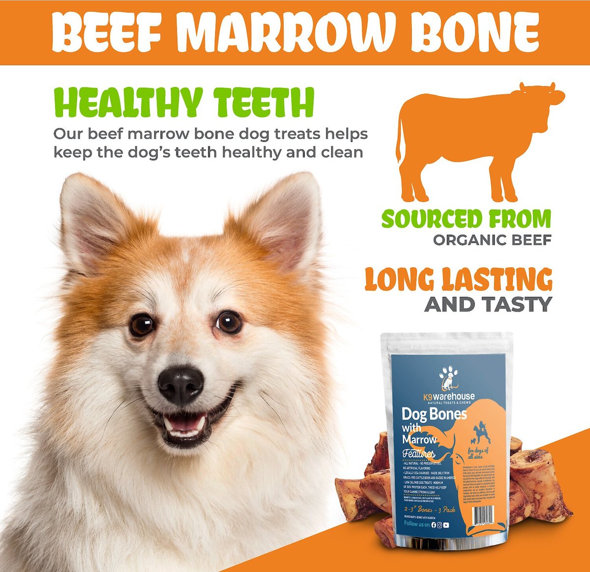 K9warehouse Beef Marrow 5-6-in Dog Bone Treats