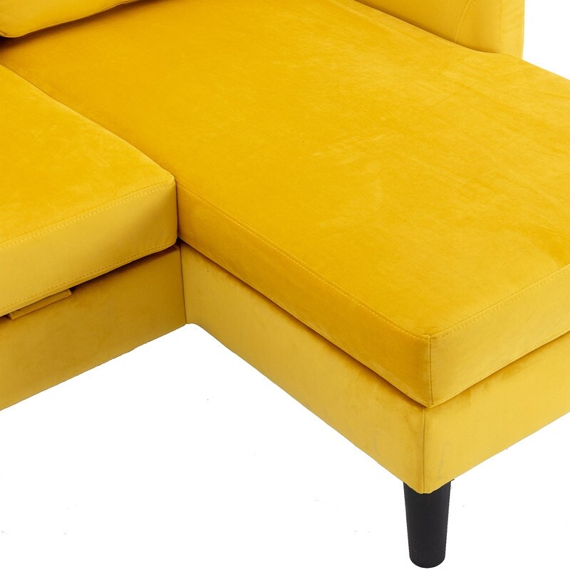 72.4'' L Shaped Sectional Sofa Sleeper Sofa With Storage Chaise Yellow