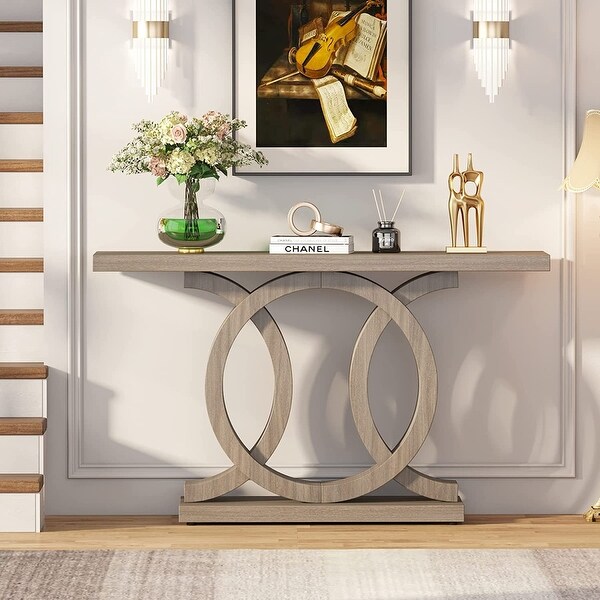 55 inches Farmhouse Console Table with Geometric Base