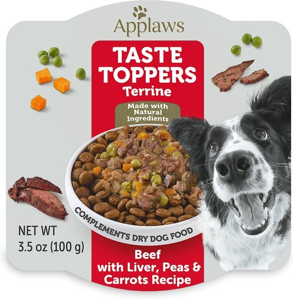 Applaws Taste Toppers Pot Beef， Liver and Peas Terrine Wet Dog Food Topper， 3.53-oz can