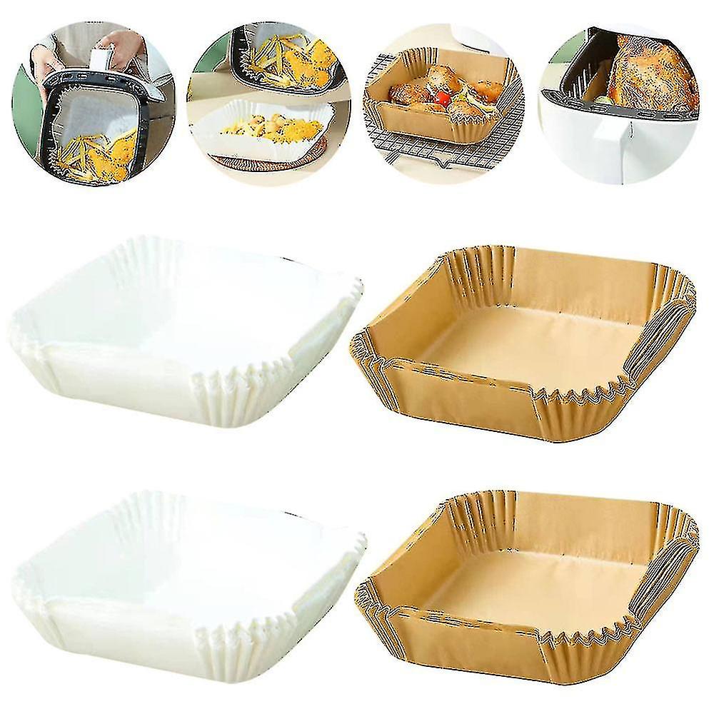 200pcs Air Fryer Disposable Paper Liner Baking Mats Kitchen Airfryer Baking Accessories Steamer Square Paper Non-stick Mat