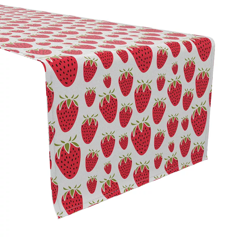 Table Runner， 100% Cotton， 16x108， Strawberry Dessert