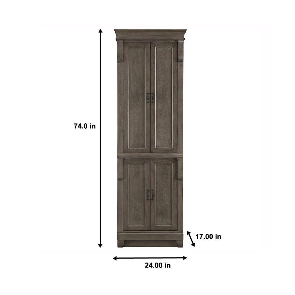 Home Decorators Collection Naples 24 in. W x 74 in. H x 17 in. D Bathroom Linen Cabinet in Distressed Grey NADGL2474