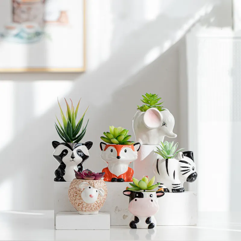 garden supplies ceramic pot for plants animal cat pig Angel bunny rat indoor flower pots office decoration gift planter/