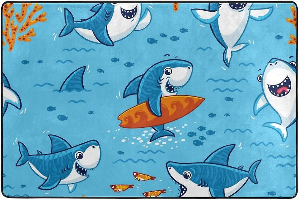 Colourlife Lightweight Carpet Mats Area Soft Rugs Floor Mat Doormat Decoration For Rooms Entrance 36 X 24 Inches Underwater Sharks