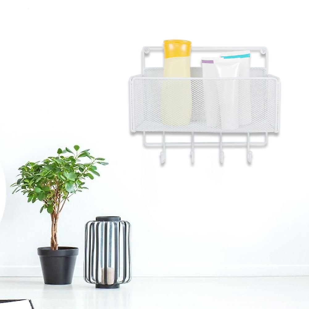 Household Wall Storage Basket Holder Cosmetics Storage Rack For Kitchen Bathroomwhite