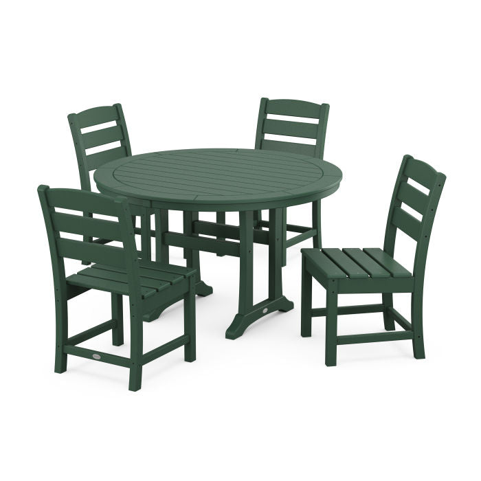 Polywood Lakeside Side Chair 5-Piece Round Dining Set With Trestle Legs PWS1125-1