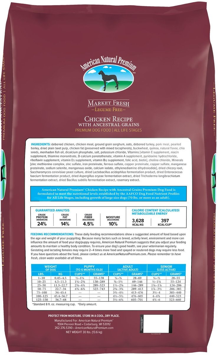 American Natural Premium Triple Protein Recipe with Ancestral Grains Legume-Free Premium Dry Dog Food