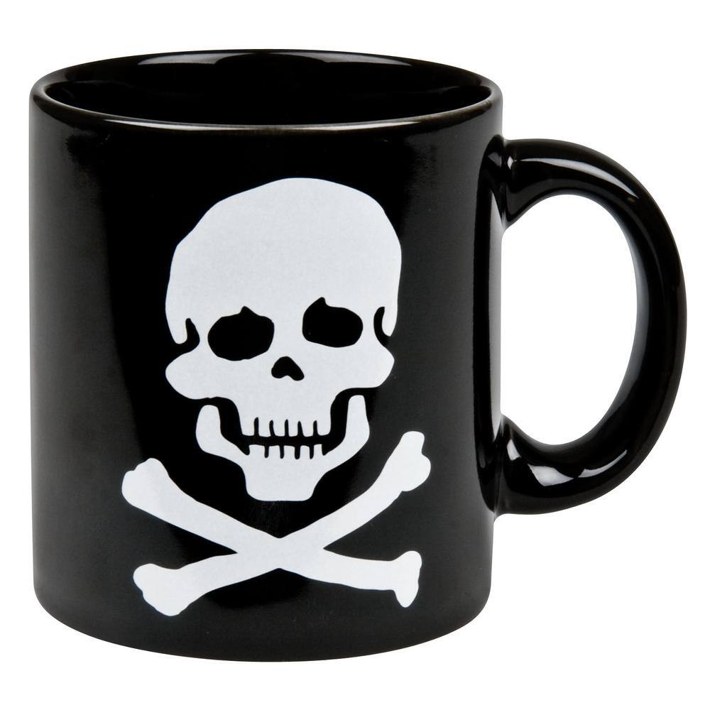 Waechtersbach 6-Piece Skull and Crossbones Black Ceramic Mug Set 01S6MG4236