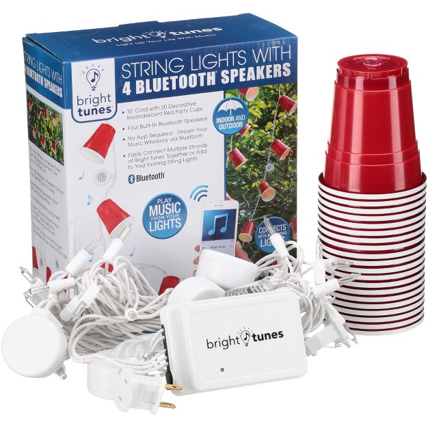 Bright Tunes Lighted String Led Red Party Cups With 4 Bluetooth Speakers