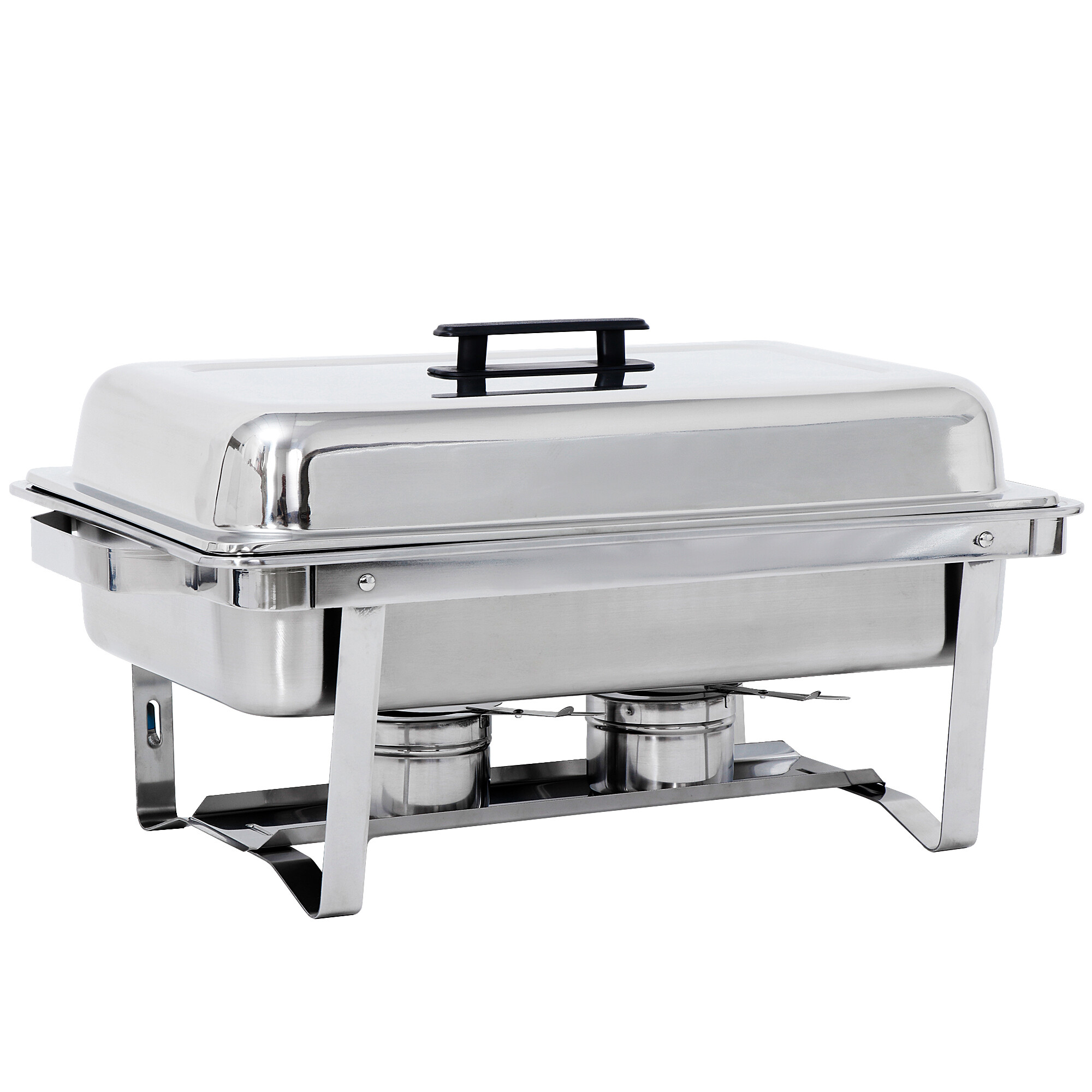 HomGarden 2 Pack Foldable 8QT Chafing Dish， Stainless Steel Buffet Chafer W/2 Fuel Holders， Silver