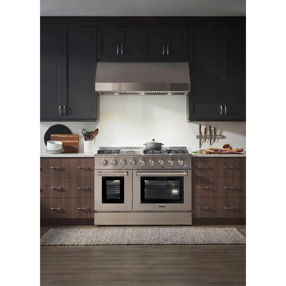 Thor Kitchen 48 in. 6.7 cu. ft. Double Oven Gas Range with Convection Oven in. Stainless Steel HRG4808U