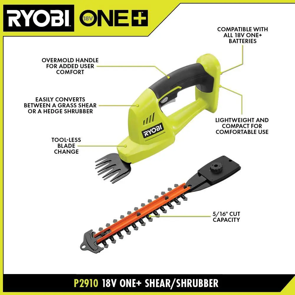 ONE+ 18V Cordless Battery Grass Shear and Shrubber Trimmer with 1.3 Ah Battery and Charger