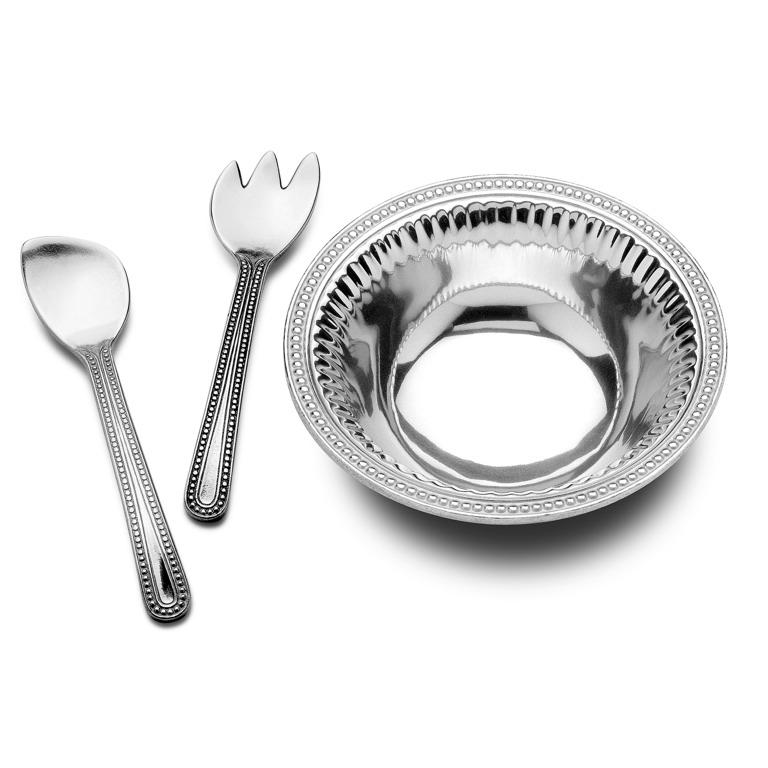 Wilton Armetale Flutes and Pearls Medium 3-Piece Salad Set