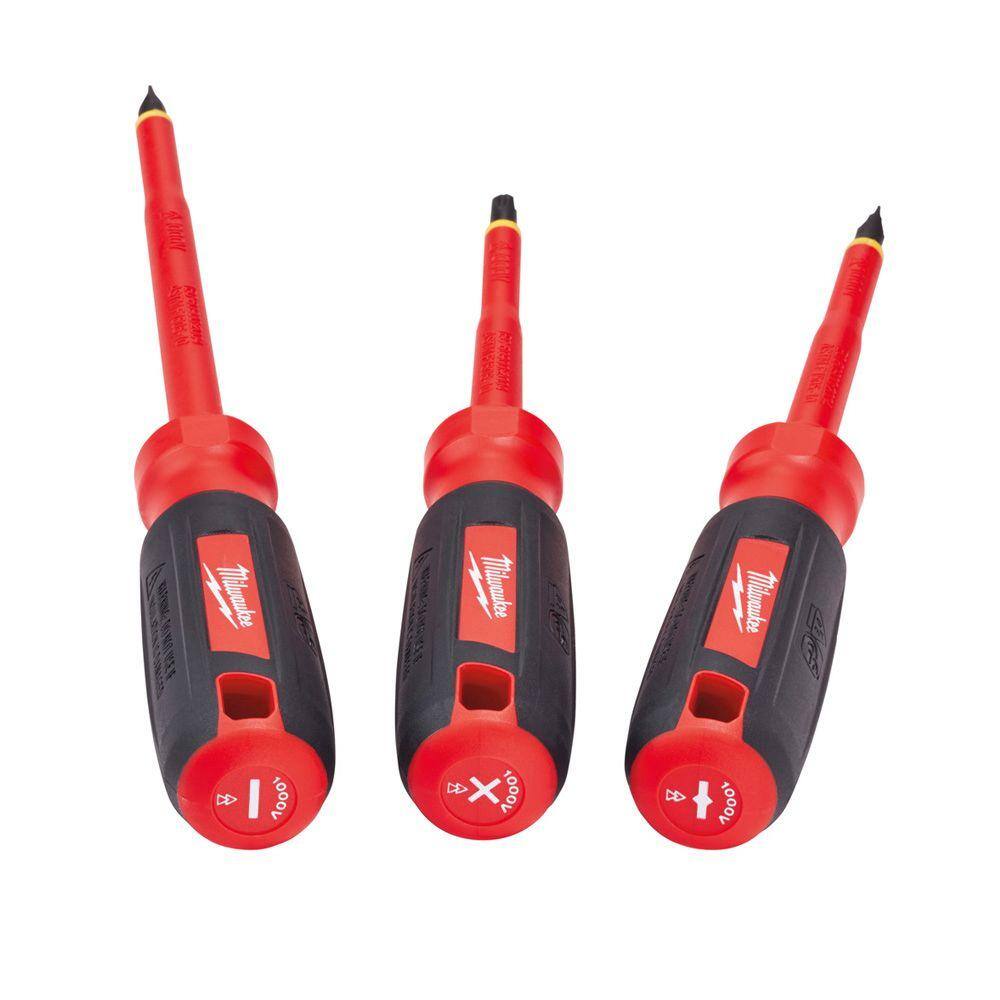 MW Electrician's 4-Piece Insulated Hand Tool Set with Screwdrivers and Wire Strippers 48-22-2202-48-22-3079