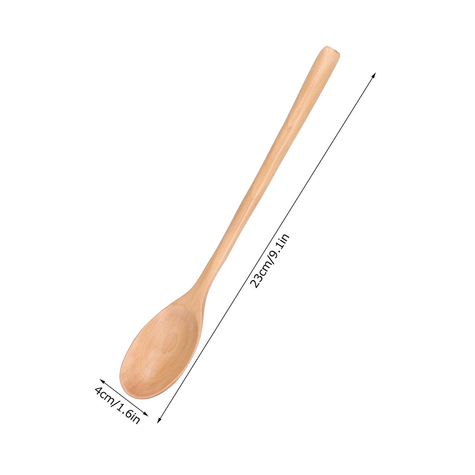 12 Inch Long Handle Spoons， 6pcs Wooden Meal Spoon Honey Stirring Spoon With Smooth Surface For Home， Camping