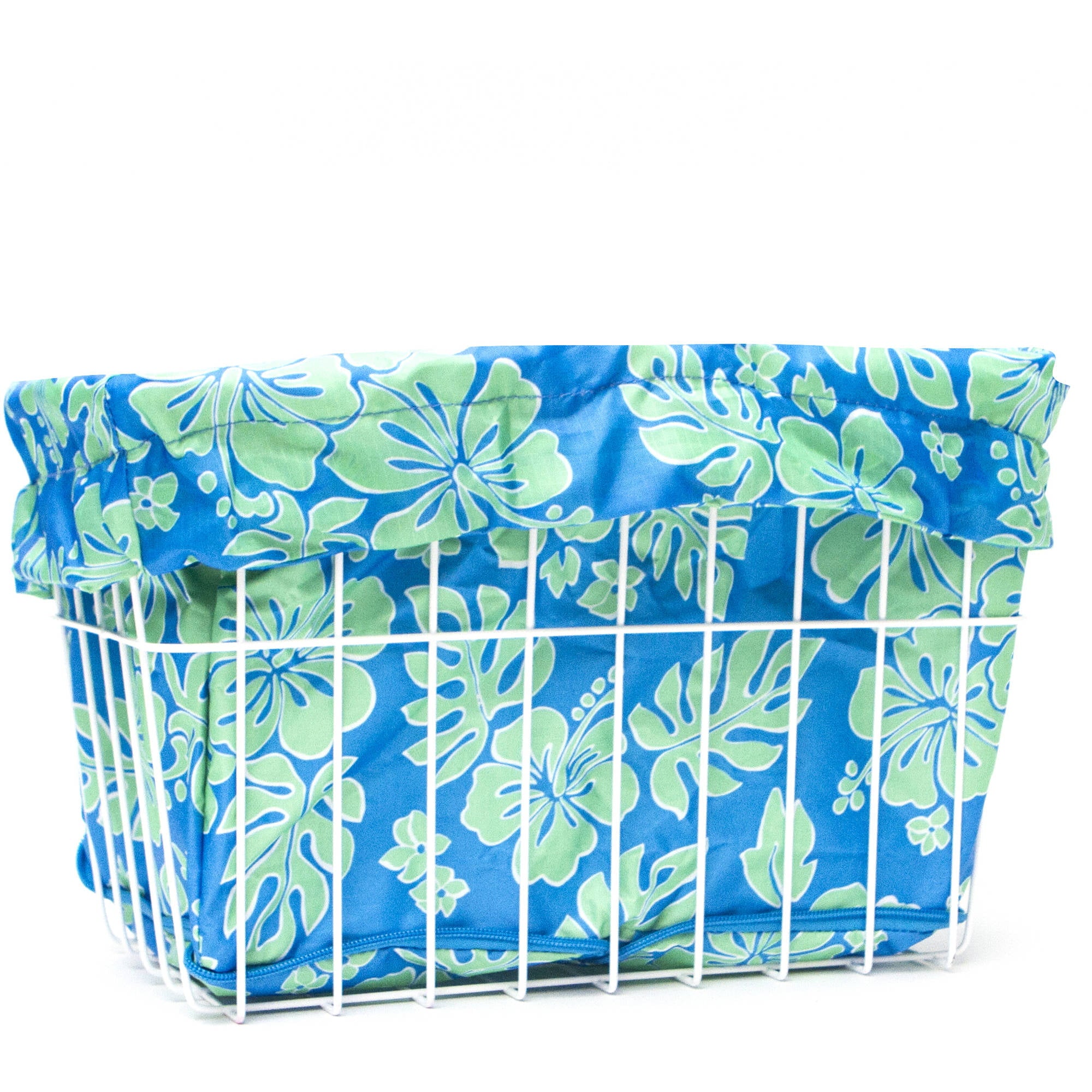 Blue/Green Hibiscus Bicycle Basket Liner