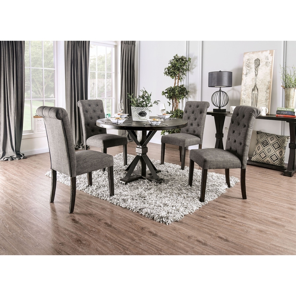 Furniture of America Lakeside Rustic Black 48 inch Wood Dining Table