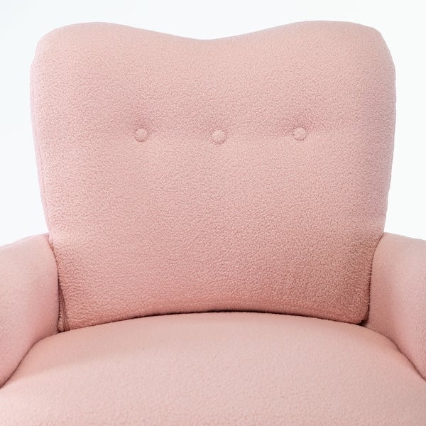 Teddy Short Plush Particle Armchair， with Golden Metal Legs