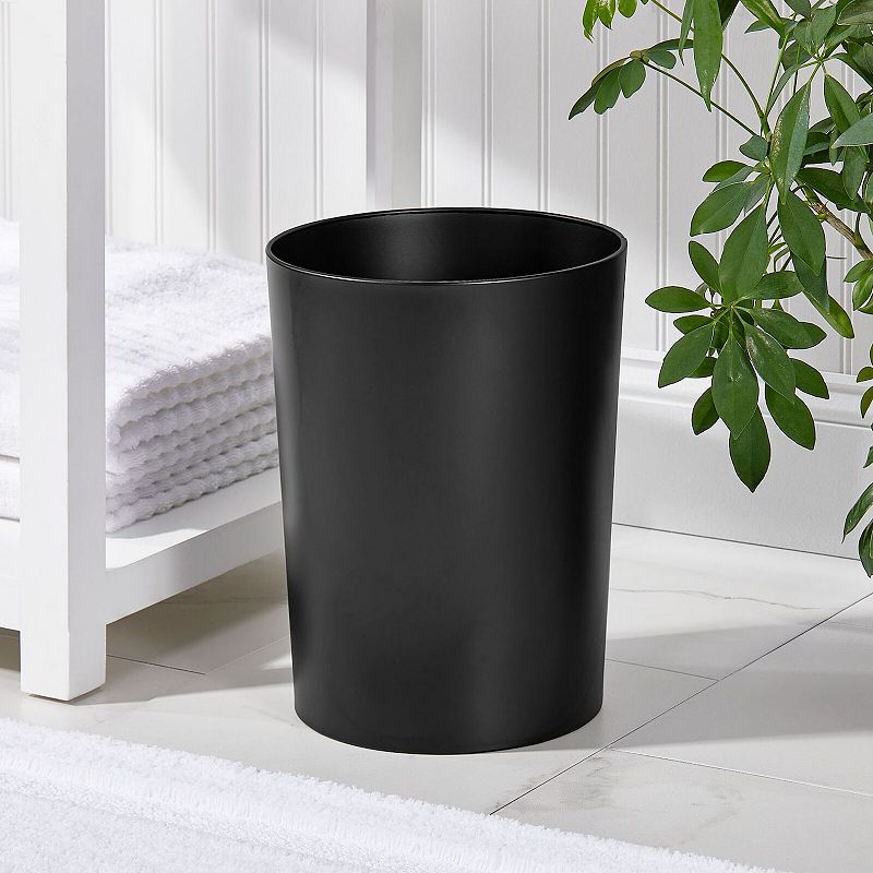 mDesign Small Steel 2.8 Gallon Round Trash Wastebasket Garbage Bin