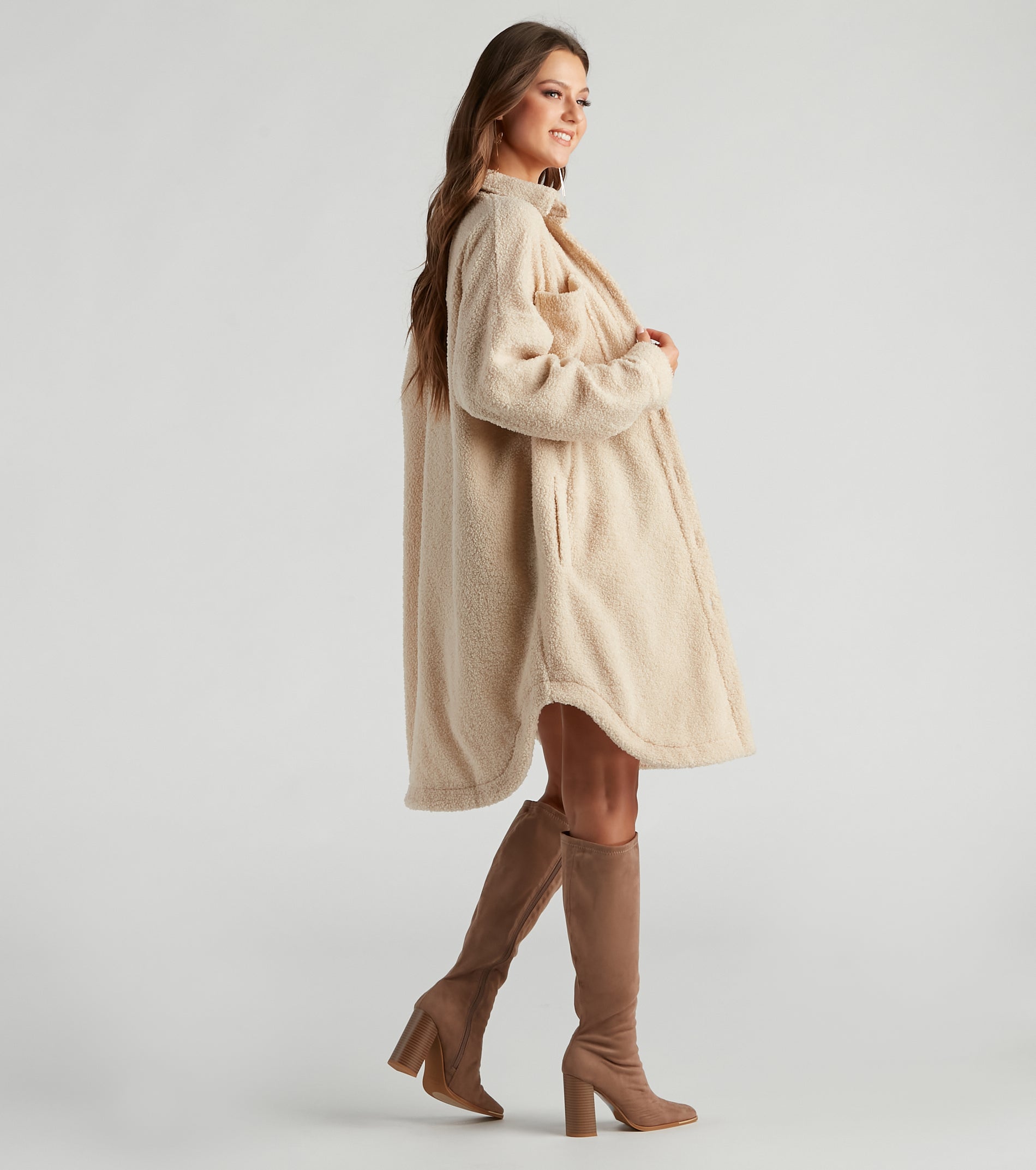 Cozy Days Sherpa Longline Shacket