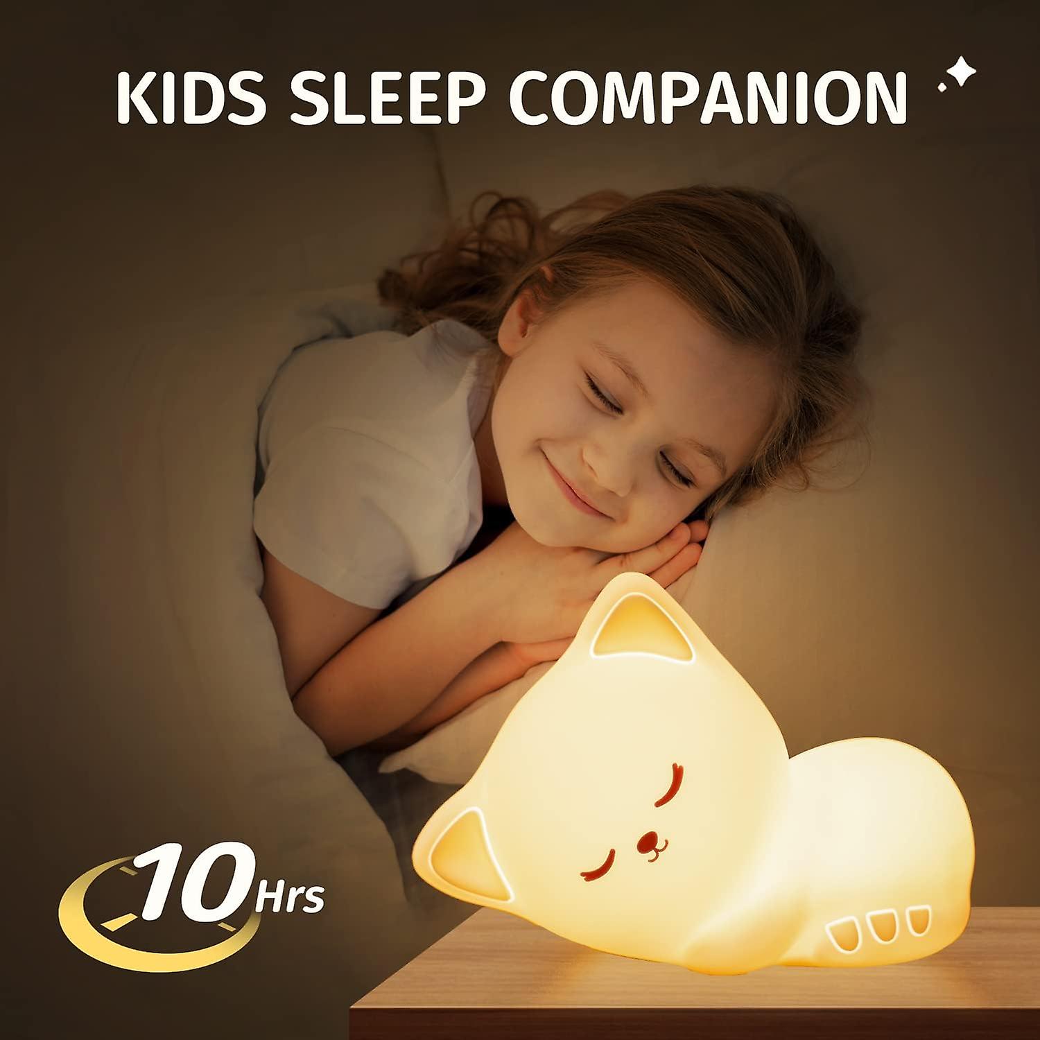 Baby Night Light Kawaii Deco Girl Room， 16 Colors Child Bedside Lamp， Cat Night Light Decor， Girl Gift