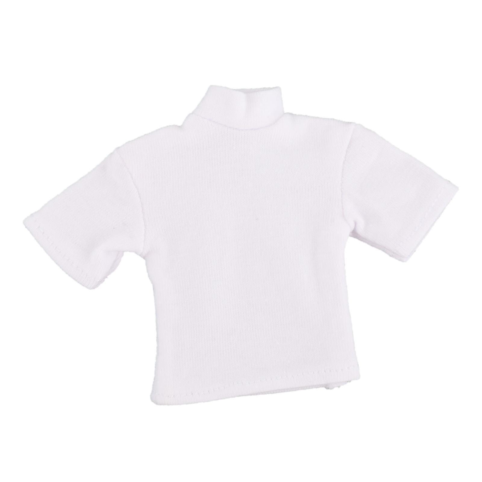 Fashion 1/12 T Shirt Mini Clothing For 6 Inch Male Action Figures Doll Model White