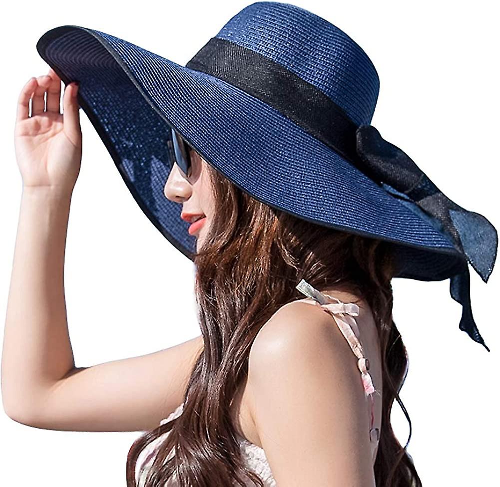 Women's Folable Floppy Hat，wide Brim Sun Protection Straw Hat， Summer Uv Protection Beach Cap