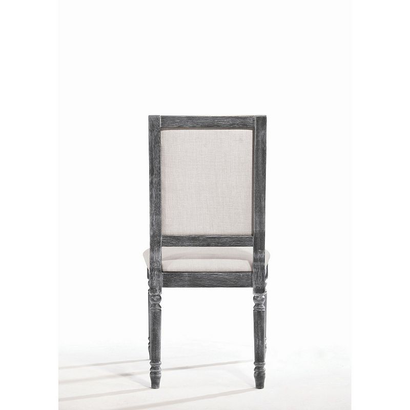 Linen Dining Side Chair with Turned Legs， Set of 2， Gray