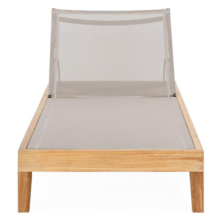 Signature Sabine Landing Teak Patio Chaise Lounge W/Grey Sling