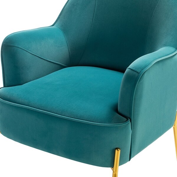 Nora Modern Accent Chair Comfy Velvet with Metal Legs by HULALA HOME