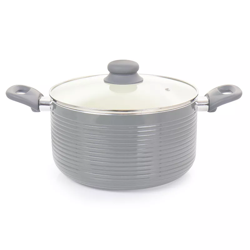 Oster Cocina Ridge Valley 6 Quart Aluminum Nonstick Dutch Oven in Grey